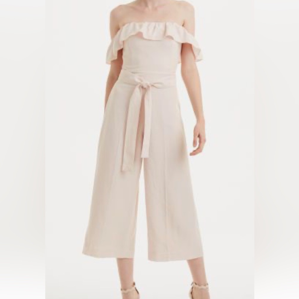 Club Monaco Cream Off-Shoulder Jumpsuit